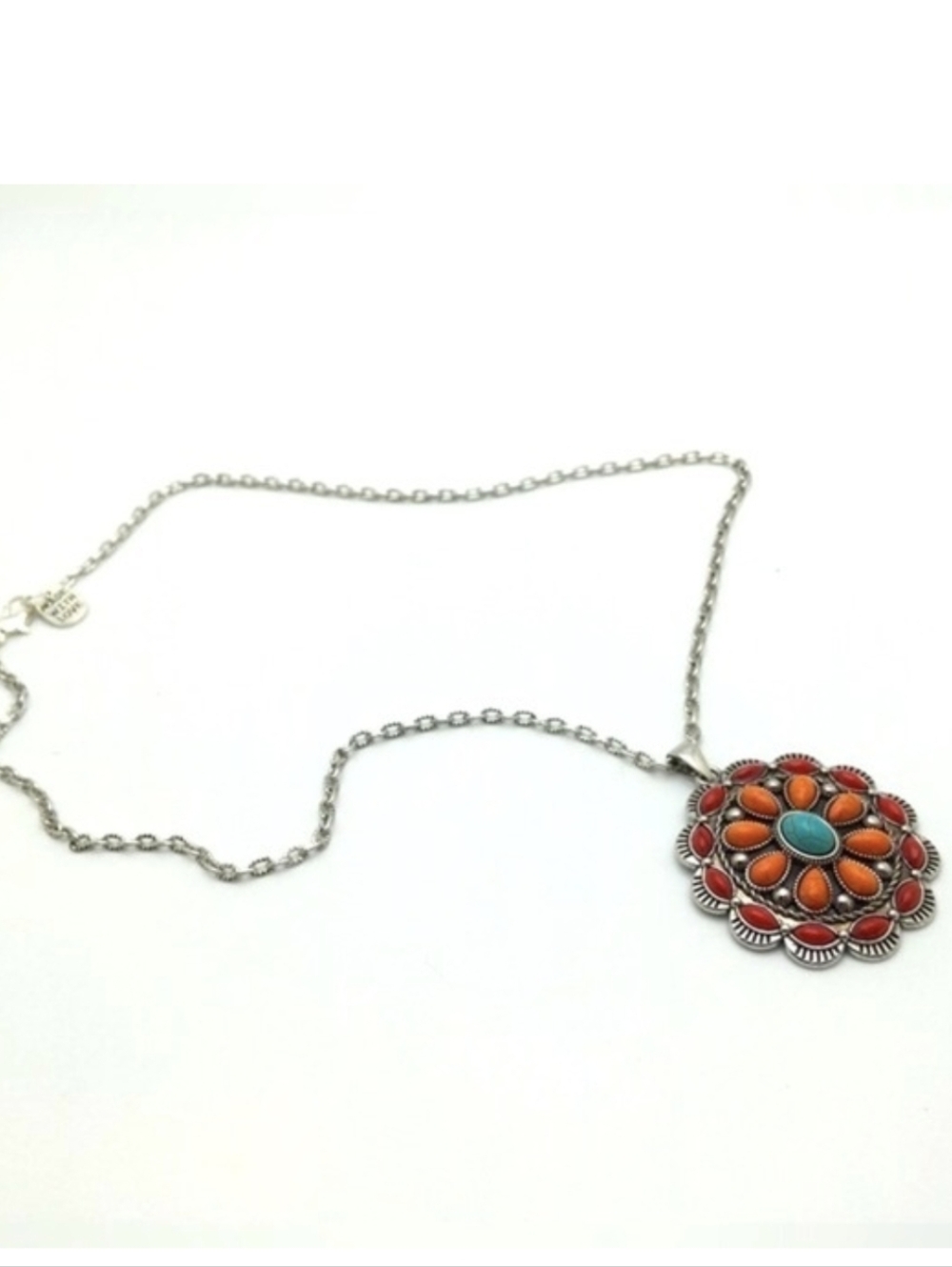 Southwest Coral Turquoise Pendant Jewelry